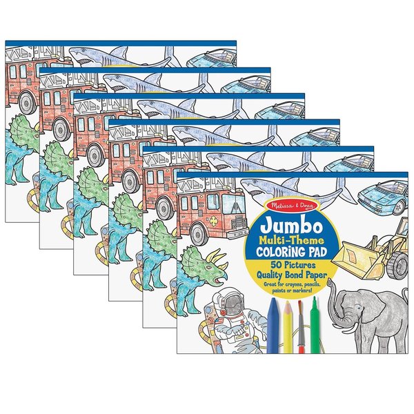 Melissa & Doug Jumbo Multi-Theme Coloring Pad, 11 x 14, Blue, PK6 4226